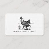 Rustikale Vintage Sketch Farm Hen Dusty White Visitenkarte (Vorderseite)