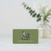 Rustikale Vintage Sketch Farm Hen Olive Green Visitenkarte (Stehend Vorderseite)