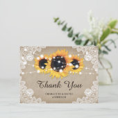 Rustikale Vintage Sonnenblume Hochzeit Danke Karte (Stehend Vorderseite)