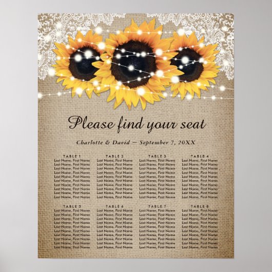 Rustikale Vintage Sonnenblume Hochzeitskarte 8 Poster (Vorne)