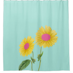 Rustikale Vintage Sonnenblume Moderne Blumenpastel Duschvorhang
