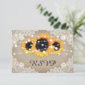 Rustikale Vintage Sonnenblumen Hochzeit RSVP Karte (Stehend Vorderseite)