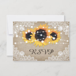 Rustikale Vintage Sonnenblumen Hochzeit RSVP Karte