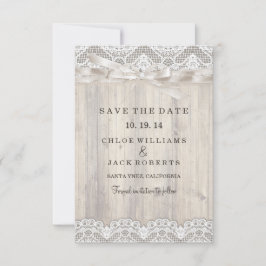 Rustikale Vintage Spitzen- und Holzhochzeit retten Save The Date