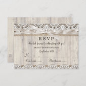 Rustikale Vintage Spitzen- und Holzhochzeit RSVP (Vorne/Hinten)