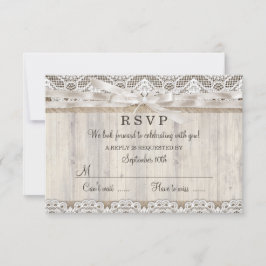 Rustikale Vintage Spitzen- und Holzhochzeit RSVP