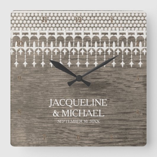 Rustikale Vintage Spitzentechnologie Quadratische Wanduhr (Vorderseite)