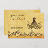 rustikale Vintage Strandhochzeit mit Oktopus uAwg RSVP Karte (Vorne/Hinten)