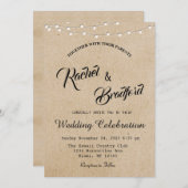 Rustikale Vintage String Lights Hochzeit Einladung (Vorne/Hinten)