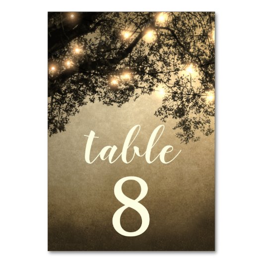 Rustikale, Vintage Tischnummer-Hochzeitskarten Tischnummer (Rückseite)