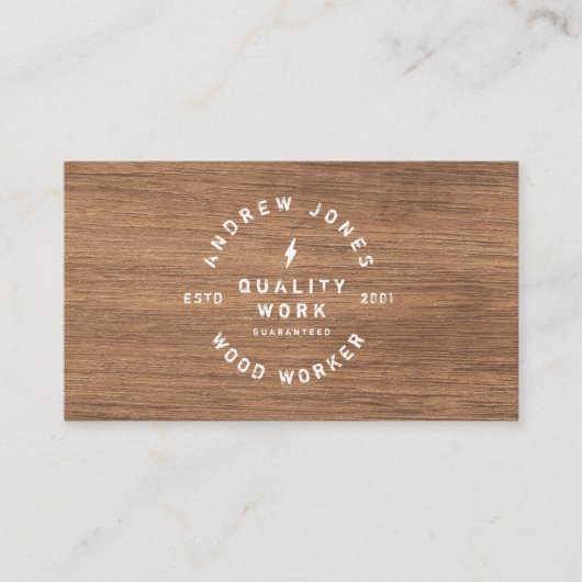 Rustikale Vintage Typografie aus dunklem Holz, mod Visitenkarte (Vorderseite)