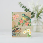 Rustikale Vintage Vögel und Blume Shabby Elegance Postkarte (Stehend Vorderseite)