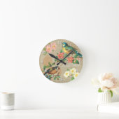 Rustikale Vintage Vögel und Blume Shabby Elegance Runde Wanduhr (Zuhause)