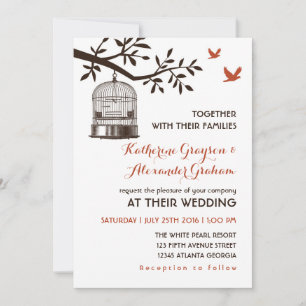 Rustikale Vintage-Vogelkäfig-Hochzeitseinladung in Einladung