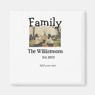 Rustikale Vintage Vorlage für das Foto mit Familie Magnet