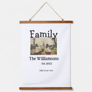 Rustikale Vintage Vorlage für das Foto mit Familie Wandteppich Mit Holzrahmen
