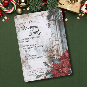 Rustikale Vintage-Weihnachts-Dinnerparty Einladung