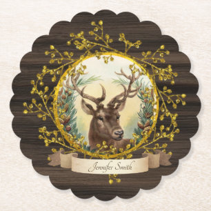 Rustikale Vintage-Weihnachts-HIRSCH-Party Personal Untersetzer