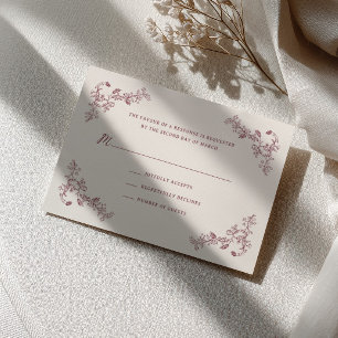 Rustikale Vintage-Wein-Blumenrahmen-Hochzeit RSVP Karte