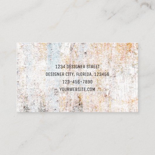Rustikale Vintage Weißbeige beängstigende Textur Visitenkarte (Rückseite)