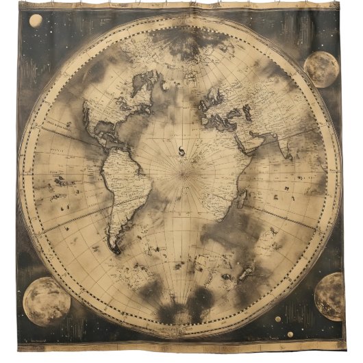 Rustikale Vintage Weltkarte (5) Duschvorhang (Vorderseite)