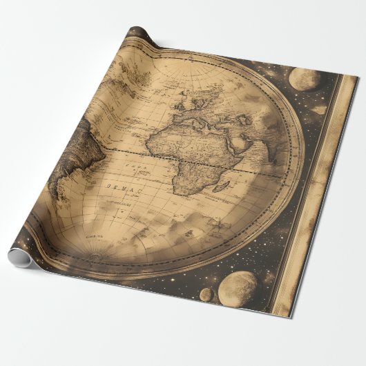 Rustikale Vintage Weltkarte (6) Geschenkpapier (Ungerollt)