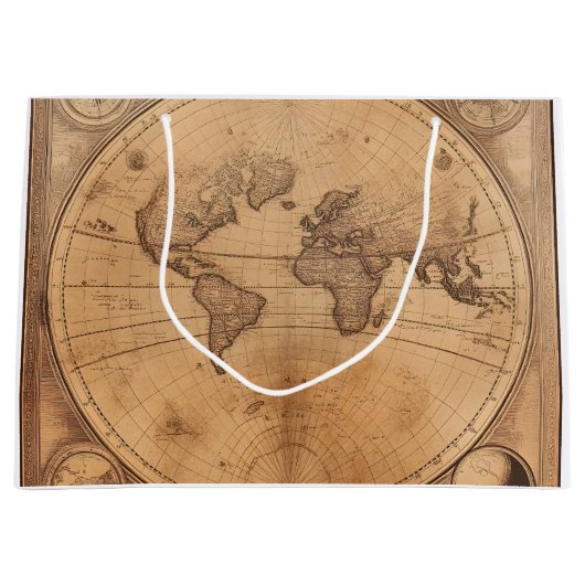 Rustikale Vintage Weltkarte Globe (2) Große Geschenktüte (Vorderseite)