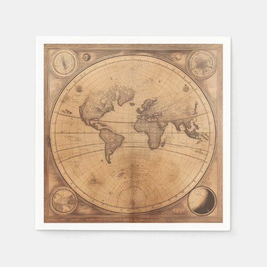 Rustikale Vintage Weltkarte Globe (2) Serviette (Vorderseite)