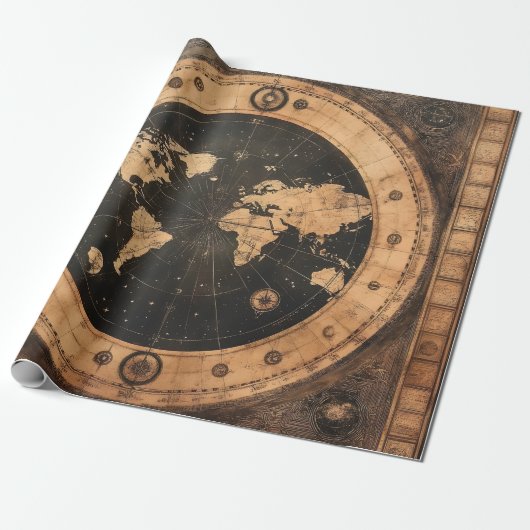 Rustikale Vintage Weltkarte Globe (4) Geschenkpapier (Ungerollt)