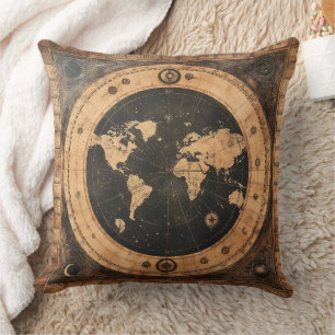 Rustikale Vintage Weltkarte Globe (4) Kissen