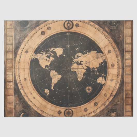 Rustikale Vintage Weltkarte Globe (4) Seidenpapier (Vorderseite)