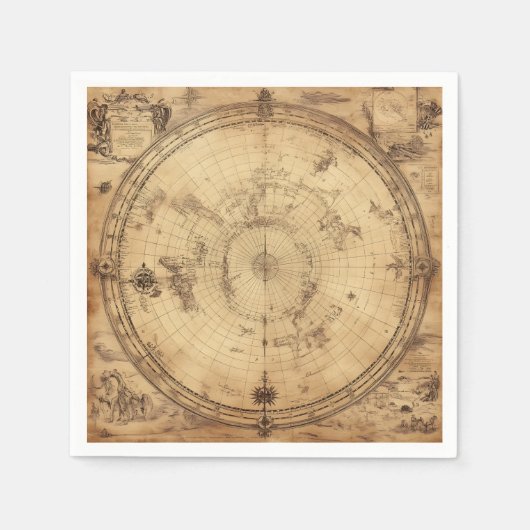 Rustikale Vintage Weltkarte Globe (4) Serviette (Vorderseite)