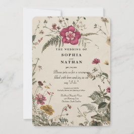 Rustikale Vintage Wildblume Einladung zur Hochzeit
