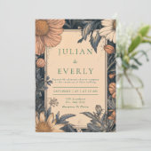 Rustikale Vintage Wildblume Einladung zur Hochzeit (Stehend Vorderseite)