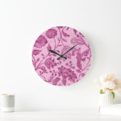 Rustikale Vintage Wildblumen Lila Große Wanduhr (Zuhause)