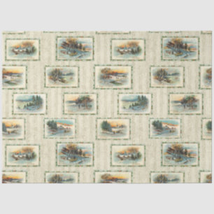 Rustikale Vintage Winterlandschaft Collage Seidenpapier