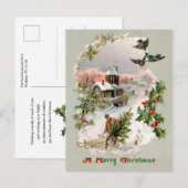 Rustikale Vintage Winterlandschaft mit Holly Postkarte (Vorne/Hinten)