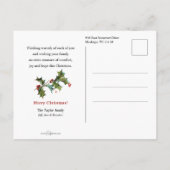 Rustikale Vintage Winterlandschaft mit Holly Postkarte (Rückseite)