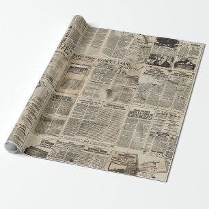 Rustikale Vintage-Zeitungs-Patchwork-Collage Geschenkpapier