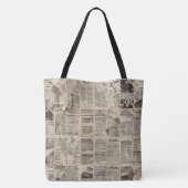 Rustikale Vintage-Zeitungs-Patchwork-Collage Tasche (Rückseite)