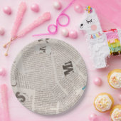 Rustikale Vintage Zeitungsdrehteile drucken Pappteller (Party)