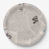 Rustikale Vintage Zeitungsdrehteile drucken Pappteller (Vorderseite)