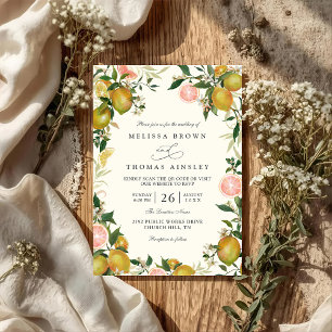 Rustikale Vintage-Zitronen-Chic-Elegante-QR-Code-H Einladung