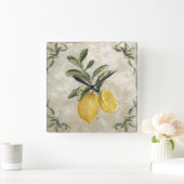 Rustikale Vintage Zitronen Quadratische Wanduhr (Zuhause)