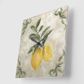 Rustikale Vintage Zitronen Quadratische Wanduhr (Winkel)