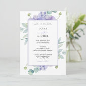 Rustikale Violet Summer Wild Floral Wedding Einladung (Stehend Vorderseite)