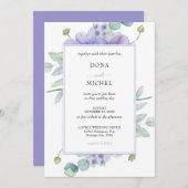 Rustikale Violet Summer Wild Floral Wedding Einladung (Vorne/Hinten)