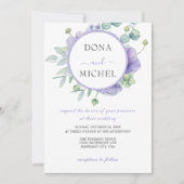 Rustikale Violet Summer Wild Floral Wedding Einladung (Vorderseite)