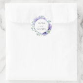 Rustikale Violet Summer Wild Floral Wedding Runder Aufkleber (Tasche)