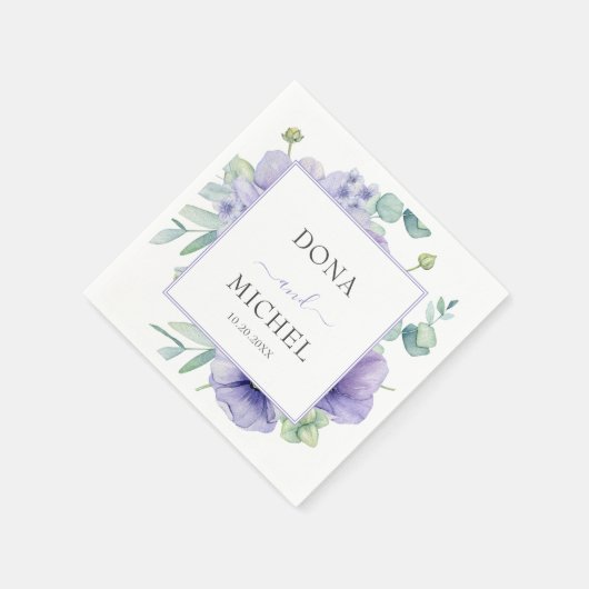 Rustikale Violet Summer Wild Floral Wedding Serviette (Ecke)